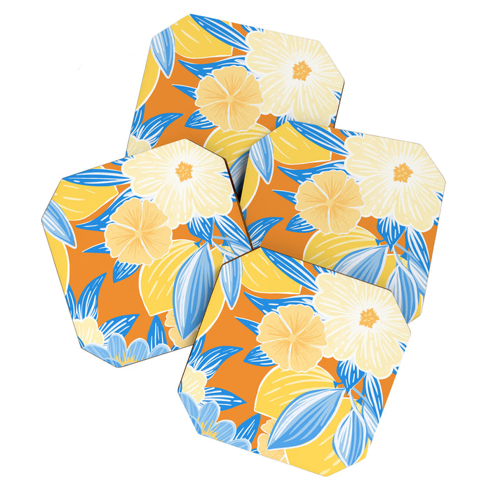 Bright Lemon Floral - Botanical Painting Coaster Gallery Image 1