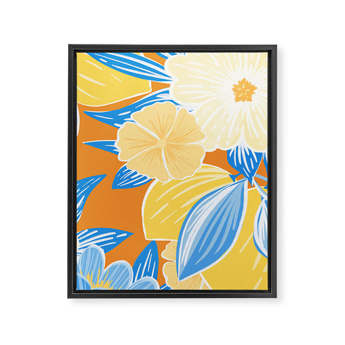 Bright Lemon Floral - Botanical Painting Framed Canvas Print Gallery Image 1
