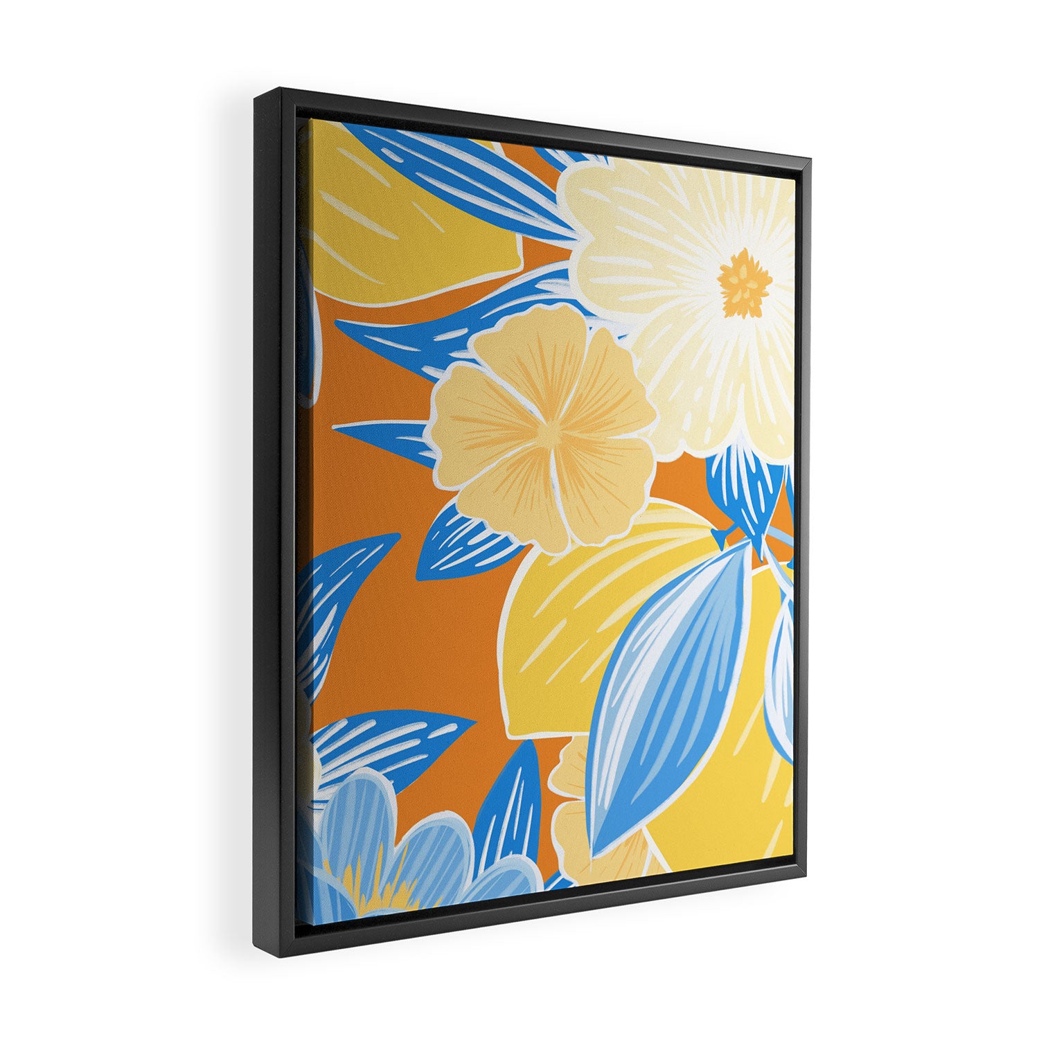 Bright Lemon Floral - Botanical Painting Framed Canvas Print Gallery Image 2