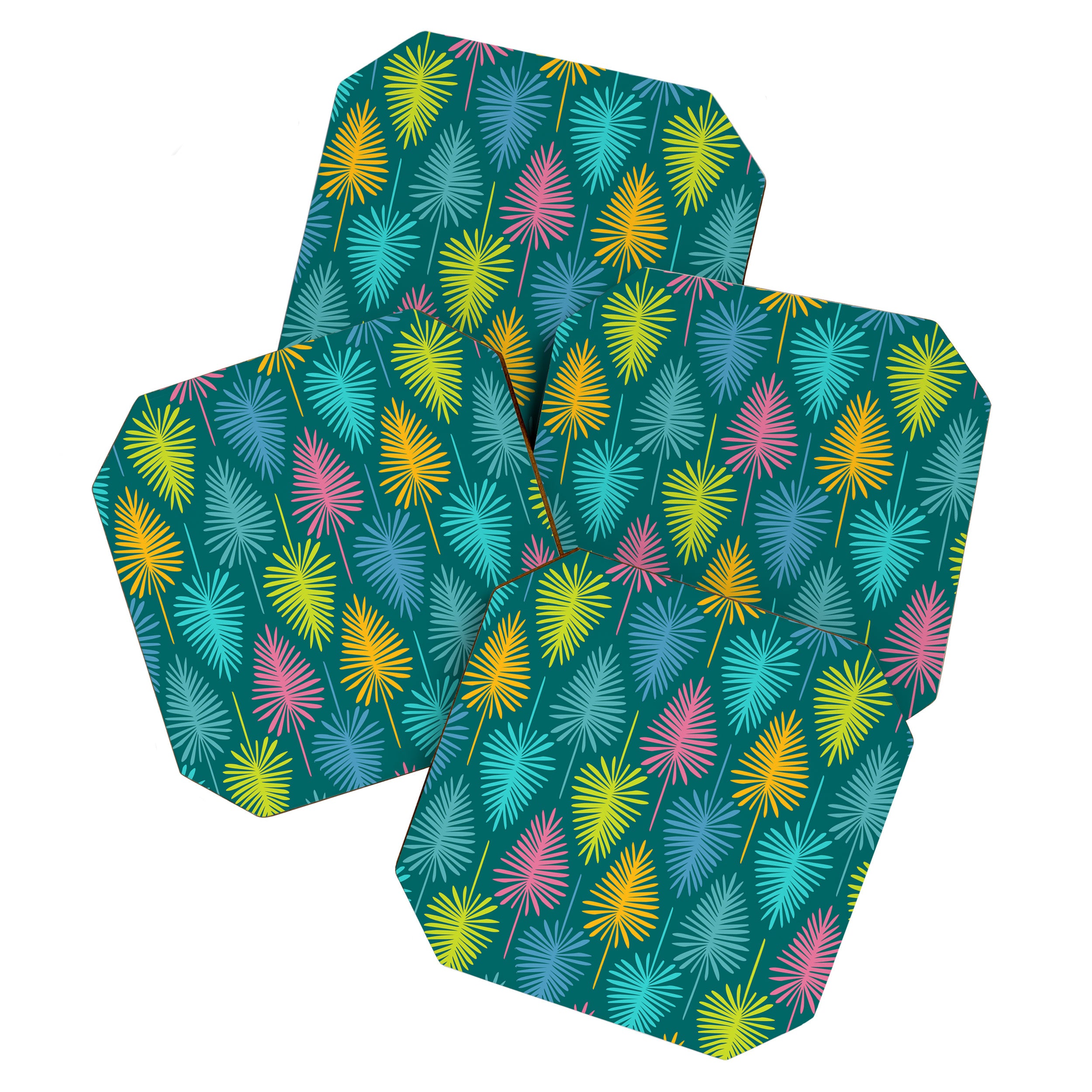 Bright Tropical Botanical Pattern Coaster Gallery Image 1
