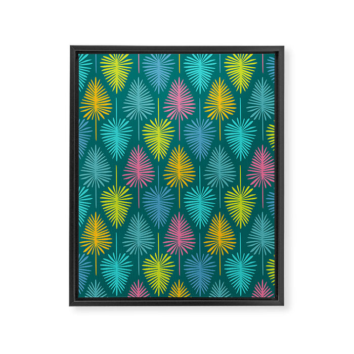 Bright Tropical Botanical Pattern Framed Canvas Print Gallery Image 1