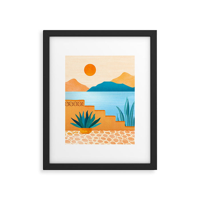 Cabo Desert Landscape Illustration Framed Art Print Gallery Image 1