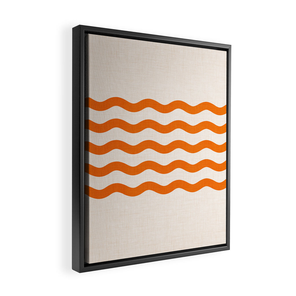 Coastal Orange / Modern Waves Series Framed Canvas Print Gallery Image 2