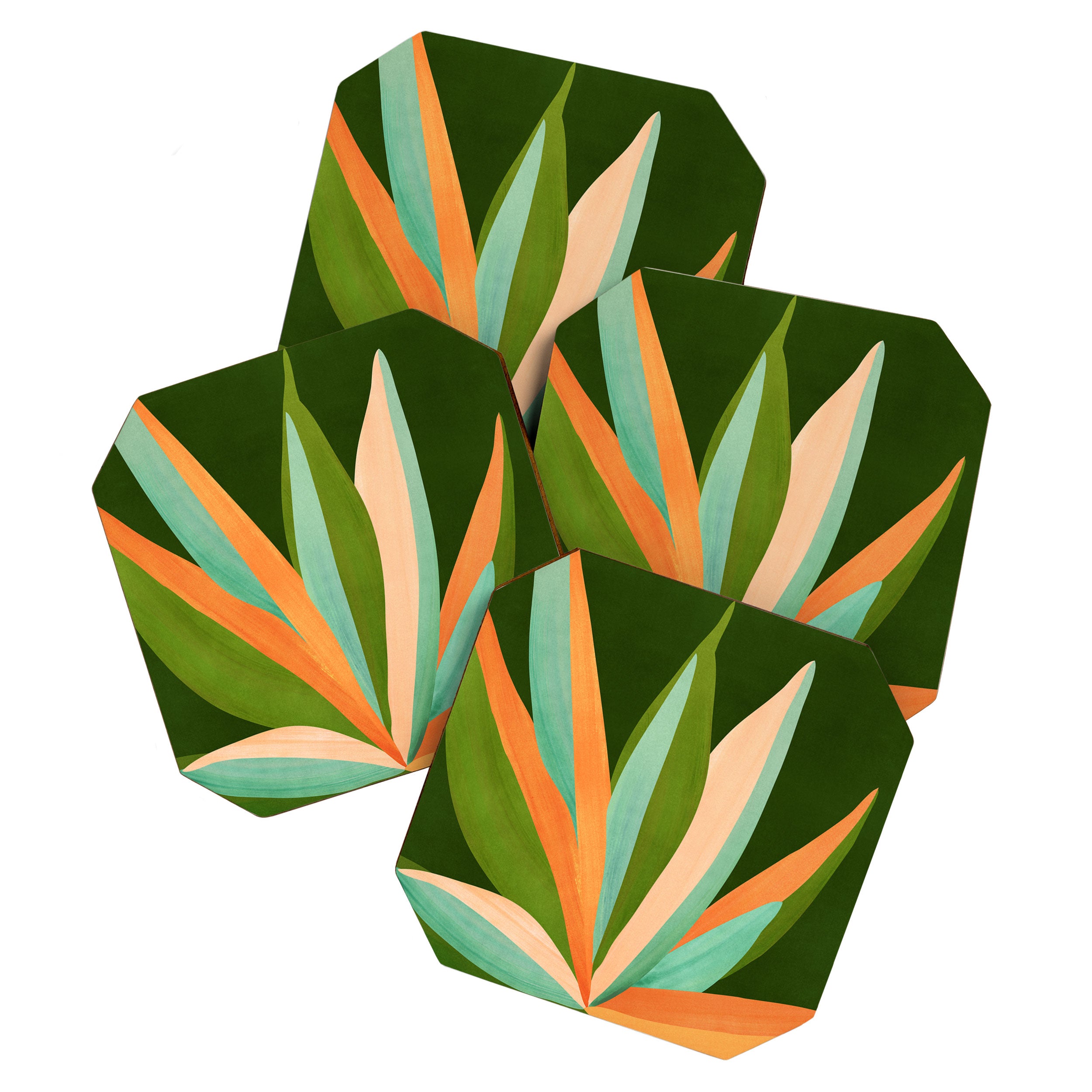 Colorful Agave Painted Cactus Illustration Coaster Gallery Image 1