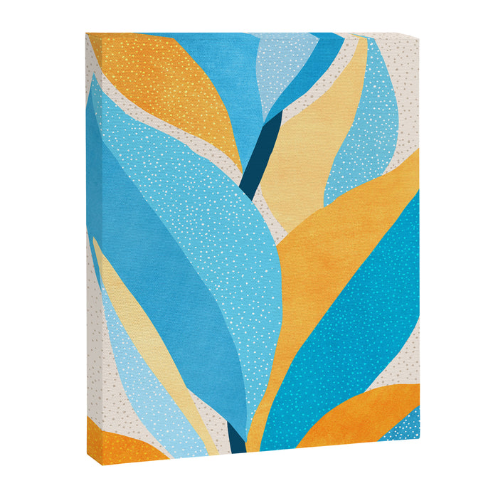 Colorful Blue and Yellow Abstract Botanical Canvas Print Gallery Image 1