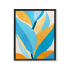Colorful Blue and Yellow Abstract Botanical Framed Canvas Print Gallery Image 6