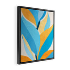 Colorful Blue and Yellow Abstract Botanical Framed Canvas Print Gallery Image 2