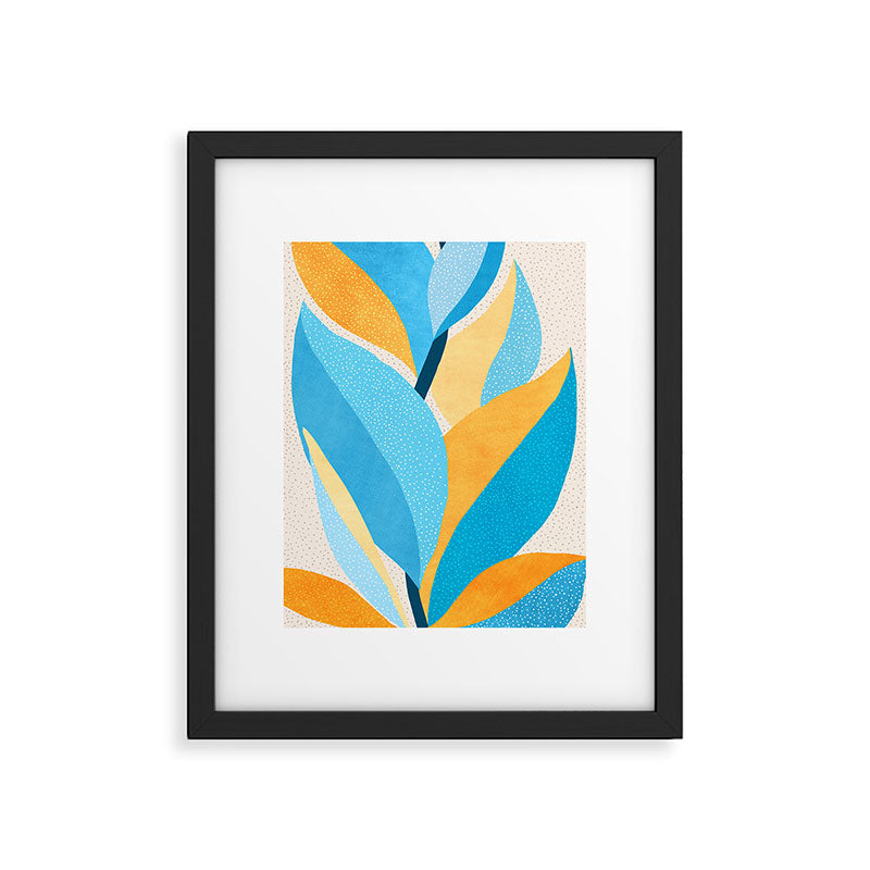 Colorful Blue and Yellow Abstract Botanical Framed Art Print Gallery Image 5