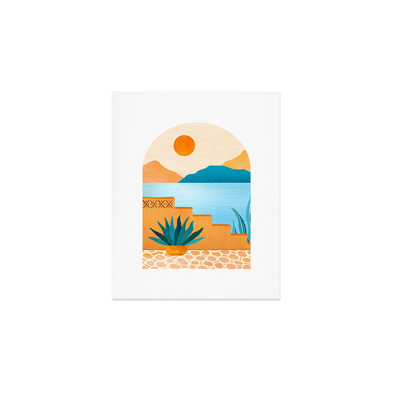 Colorful Desert Scene Illustration Art Print Gallery Image 1