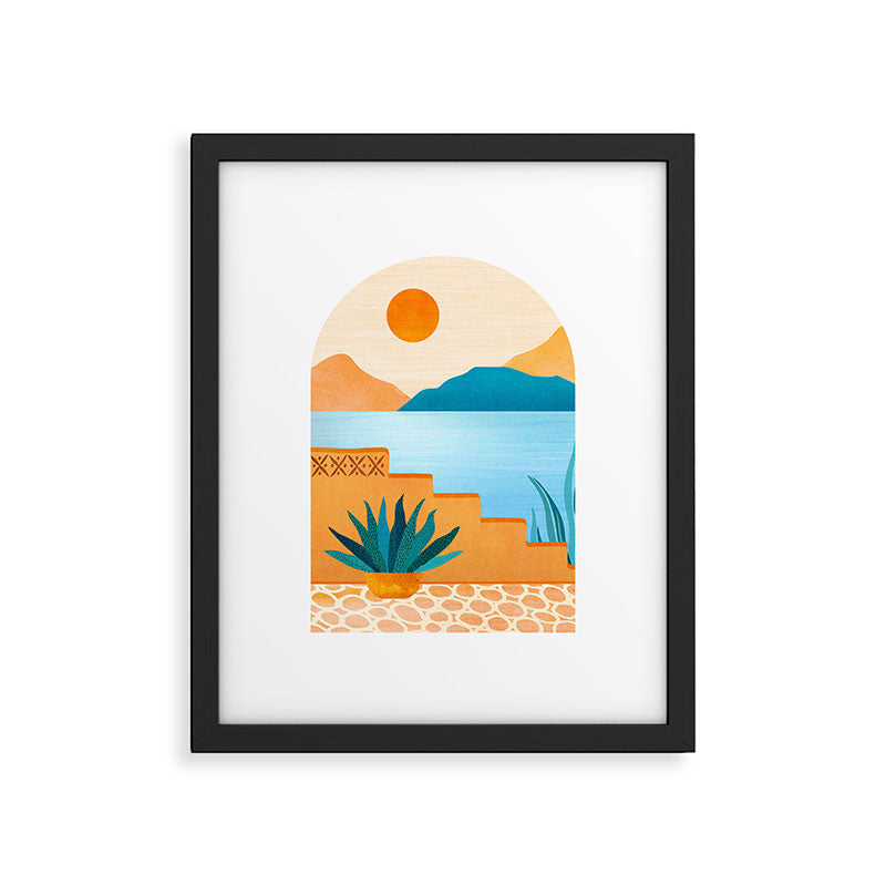 Colorful Desert Scene Illustration Framed Art Print Gallery Image 5