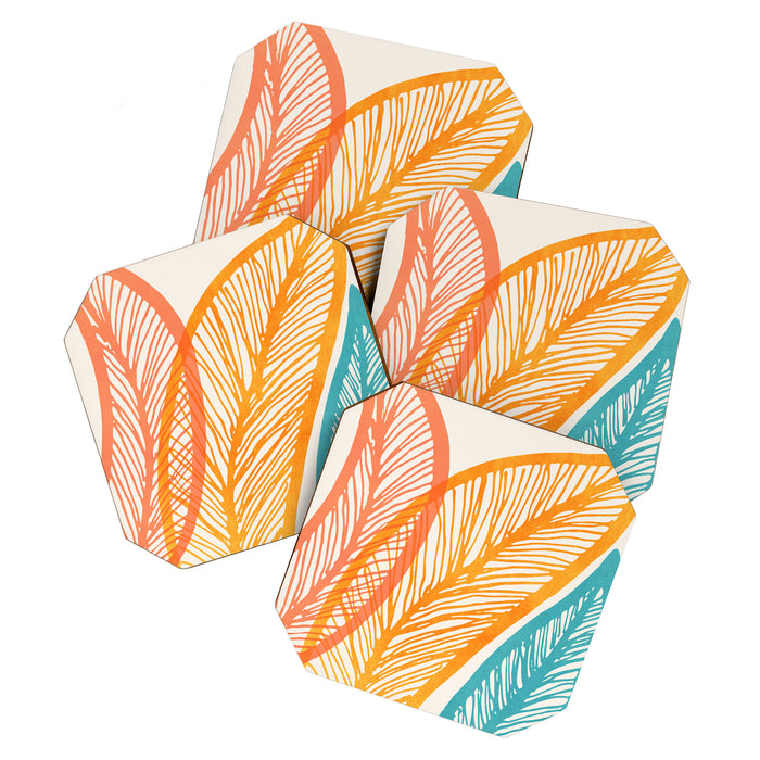 Colorful Tropical Flora - Retro Palette Coaster Gallery Image 1
