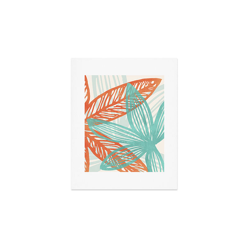 Coral and Aqua Coastal Print Art Print Gallery Image 1