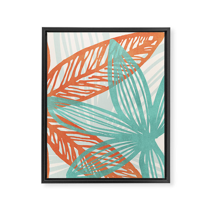 Coral and Aqua Coastal Print Framed Canvas Print Gallery Image 1