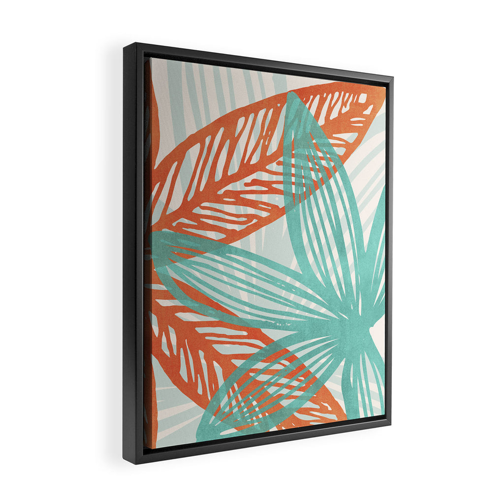 Coral and Aqua Coastal Print Framed Canvas Print Gallery Image 2