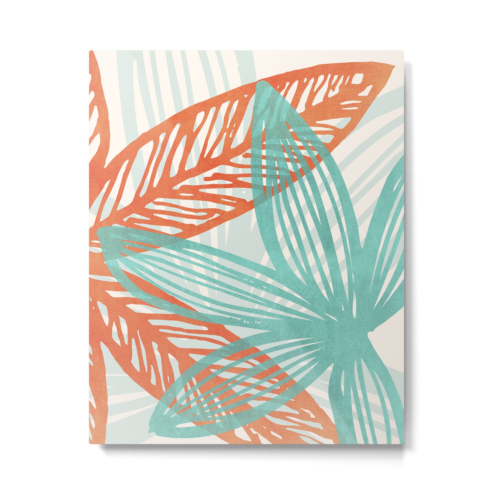 Coral and Aqua Coastal Print Metal Print Gallery Image 6