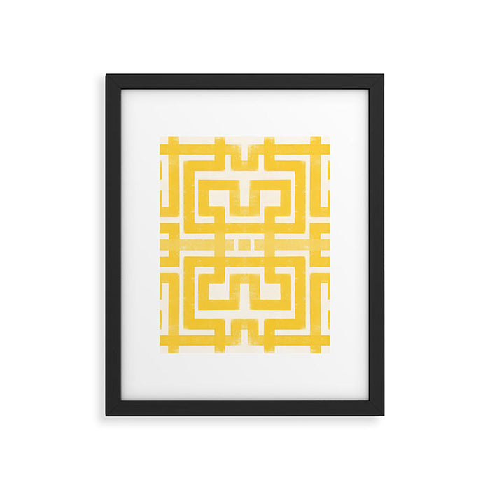 Corn Maze - Yellow Geometric Abstract Framed Art Print Gallery Image 1