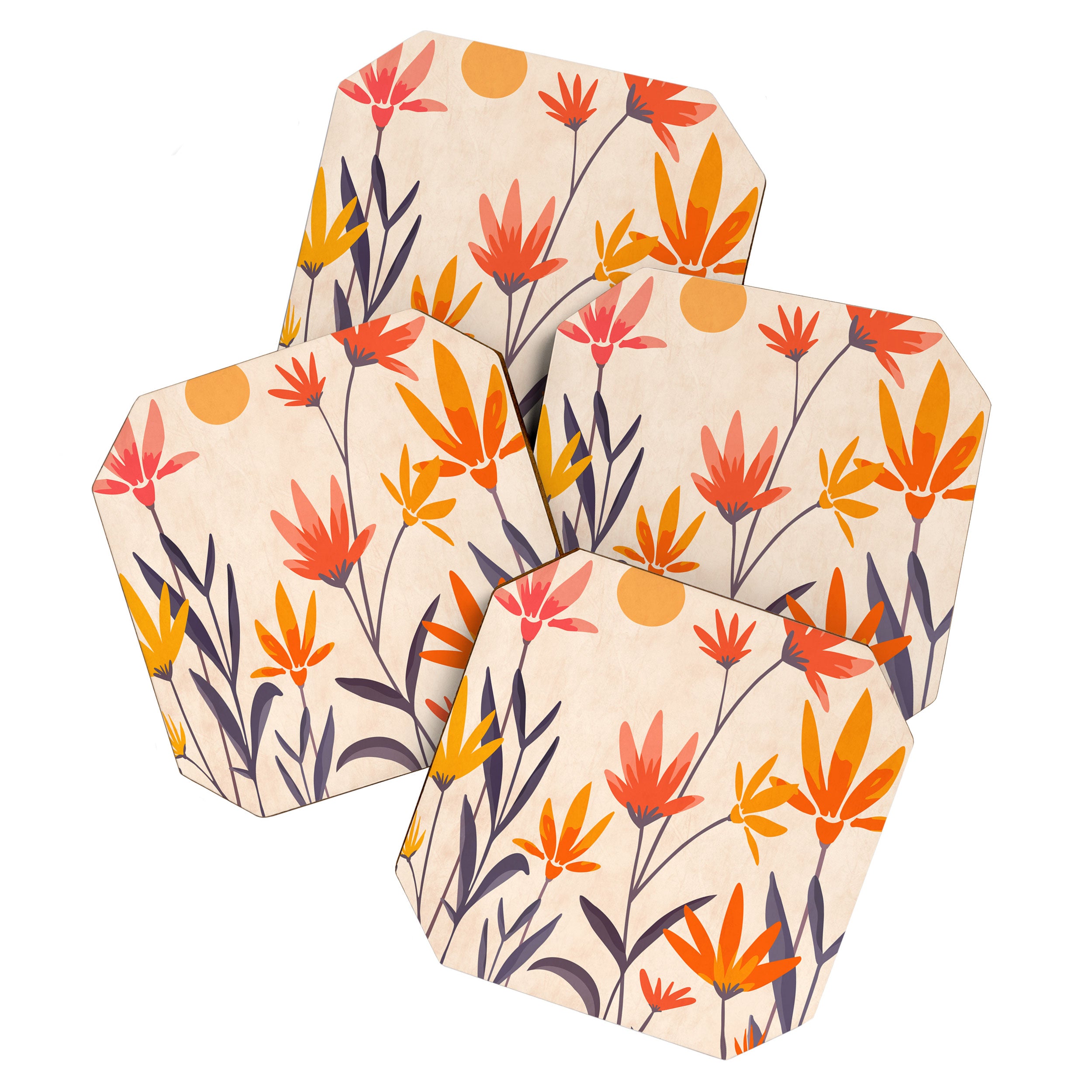 Cosmos and Sunshine Floral Design Coaster Gallery Image 1