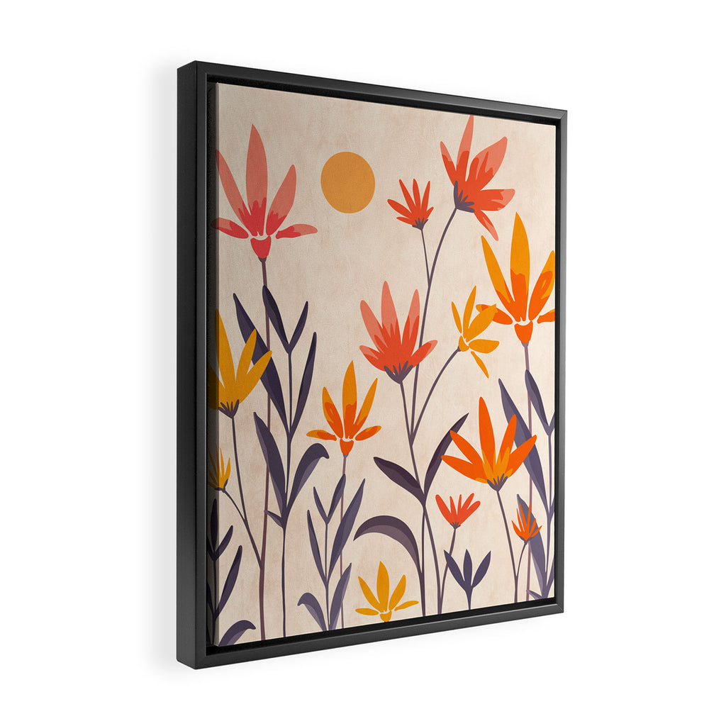 Cosmos and Sunshine Floral Design Framed Canvas Print Gallery Image 2