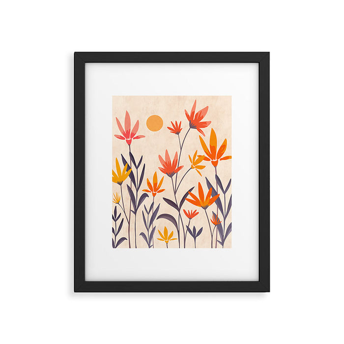 Cosmos and Sunshine Floral Design Framed Art Print Gallery Image 1