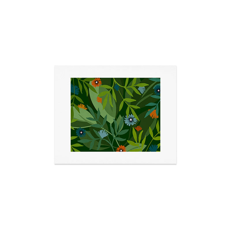 Dark Tropical Flower Pattern Art Print Gallery Image 1
