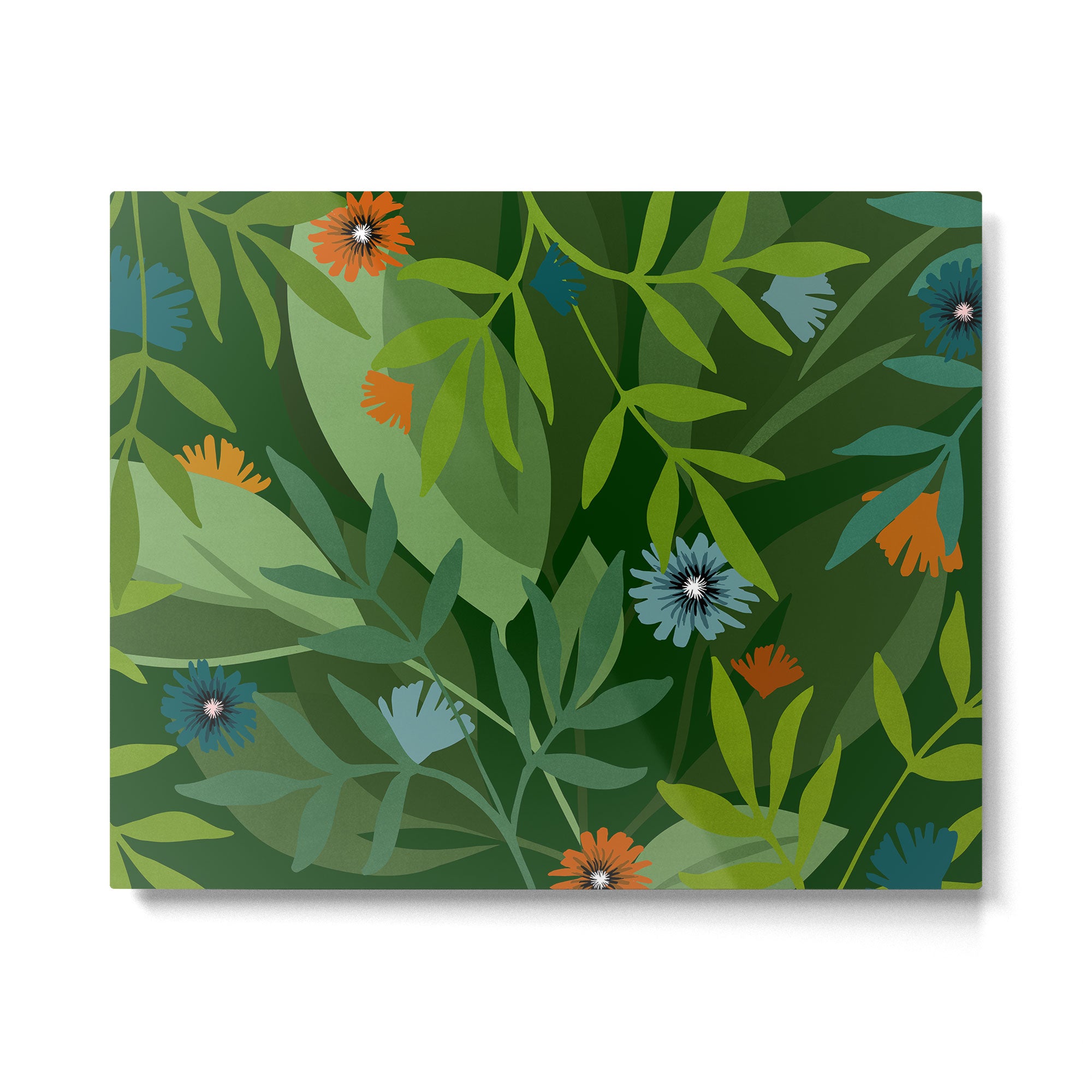 Dark Tropical Flower Pattern Metal Print Gallery Image 4
