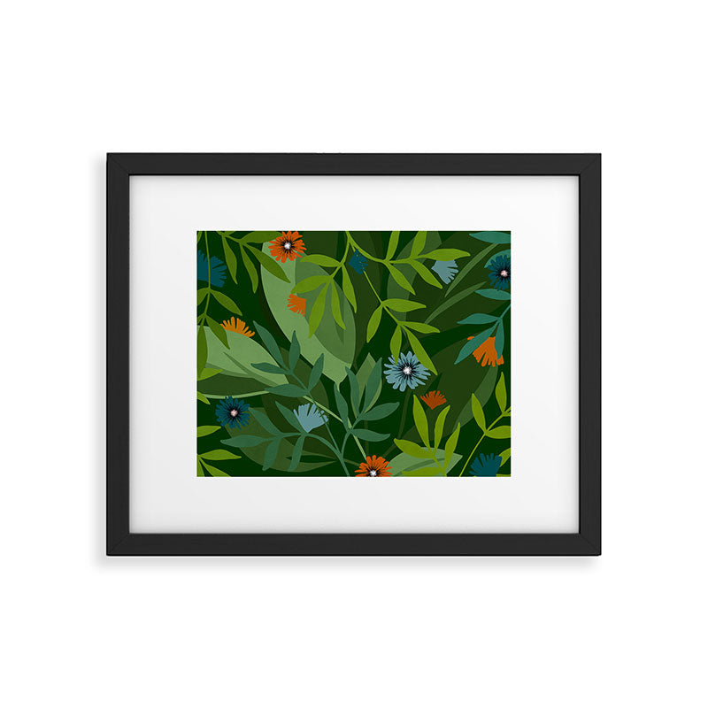Dark Tropical Flower Pattern Framed Art Print Gallery Image 5