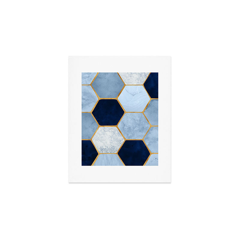 Deco Blue Marble Tile Pattern Art Print Gallery Image 1