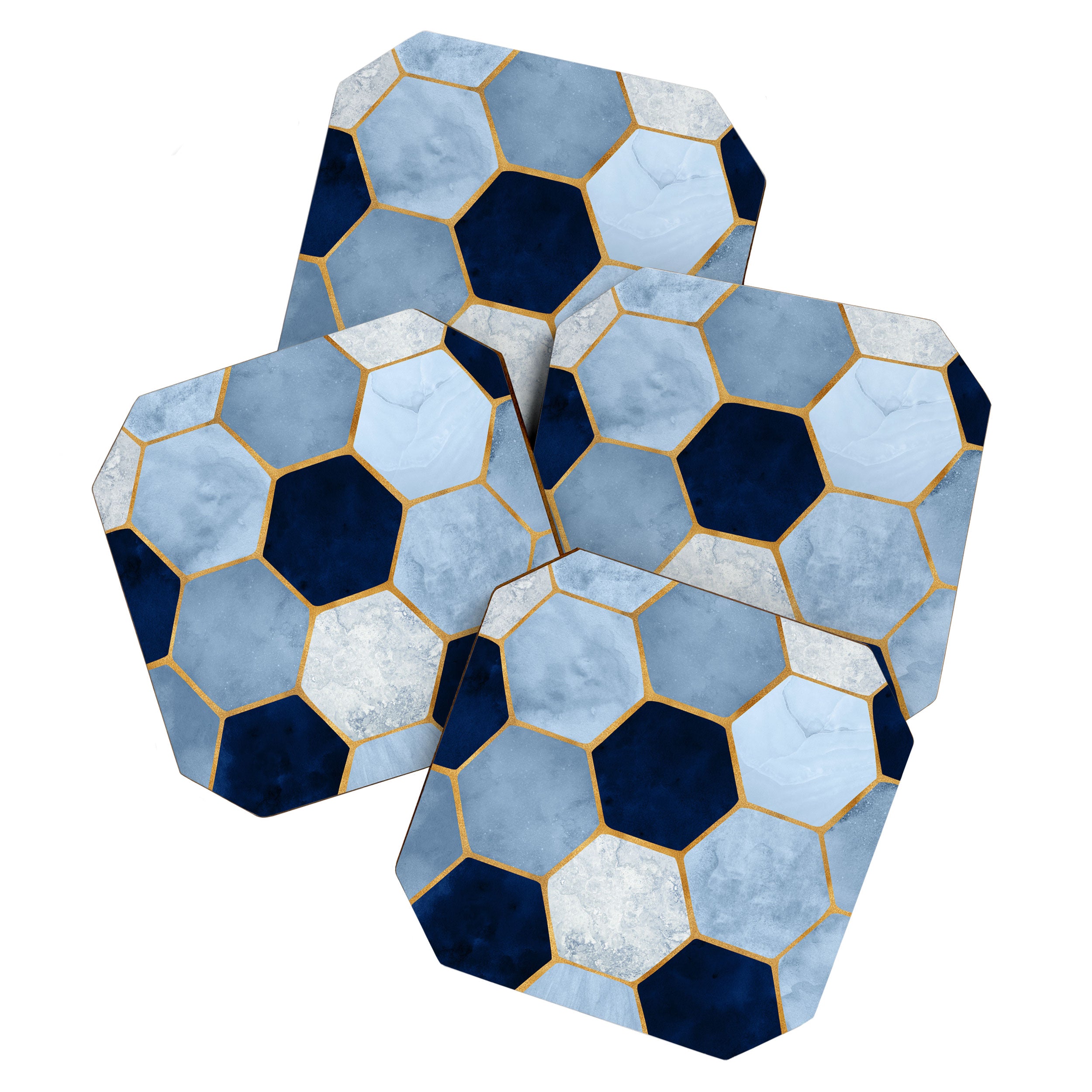 Deco Blue Marble Tile Pattern Coaster Gallery Image 1