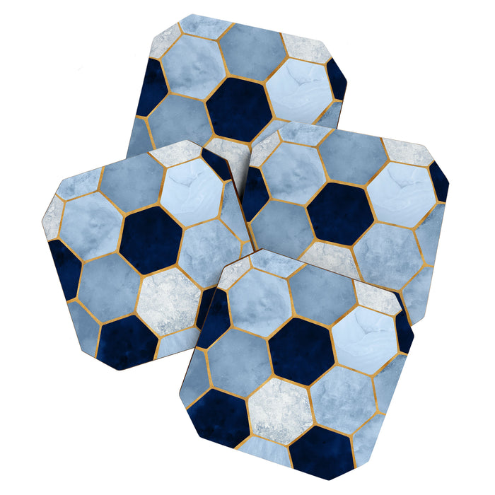 Deco Blue Marble Tile Pattern Coaster Gallery Image 1