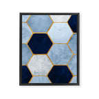 Deco Blue Marble Tile Pattern Framed Canvas Print Gallery Image 8