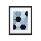 Deco Blue Marble Tile Pattern Framed Art Print Gallery Image 6