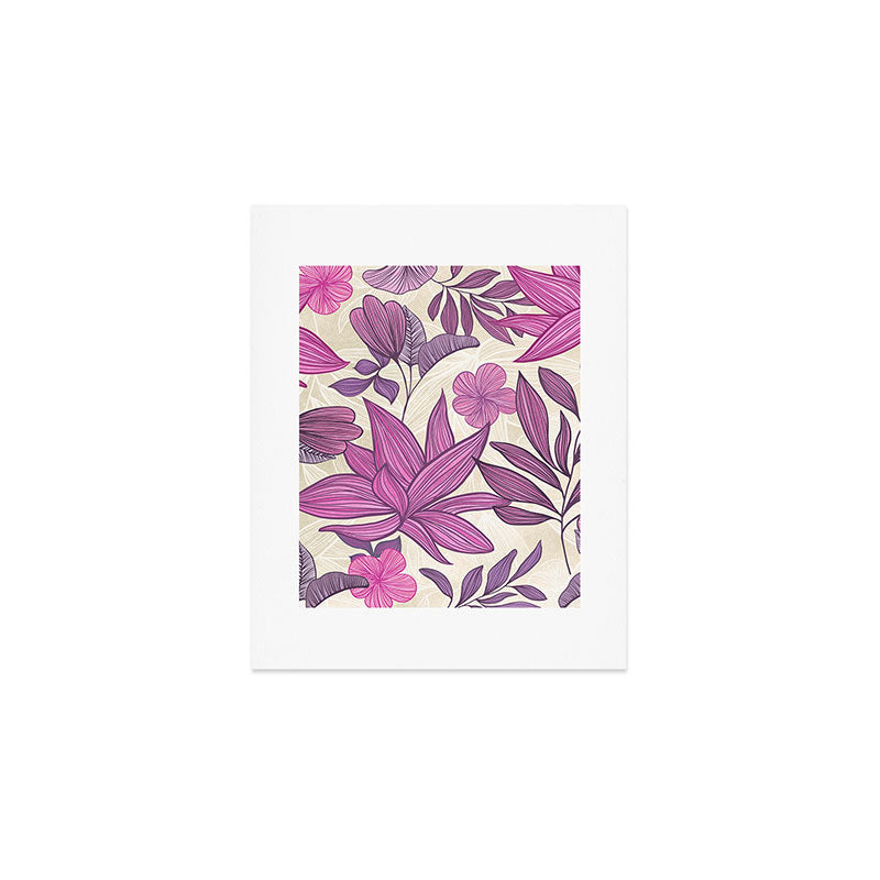 Deep Autumn Forest Floral in Magenta Art Print Gallery Image 1