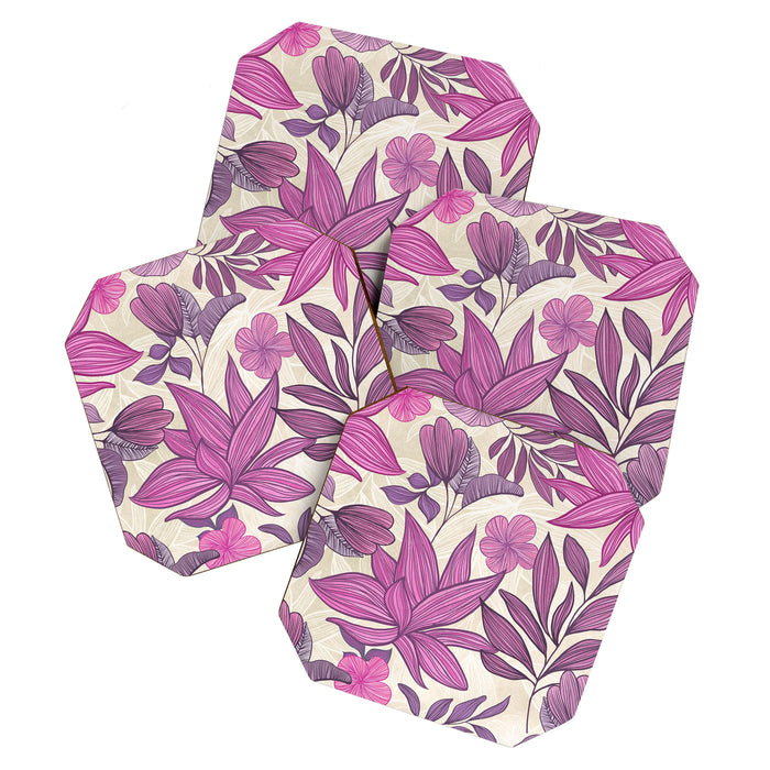 Deep Autumn Forest Floral in Magenta Coaster Gallery Image 1