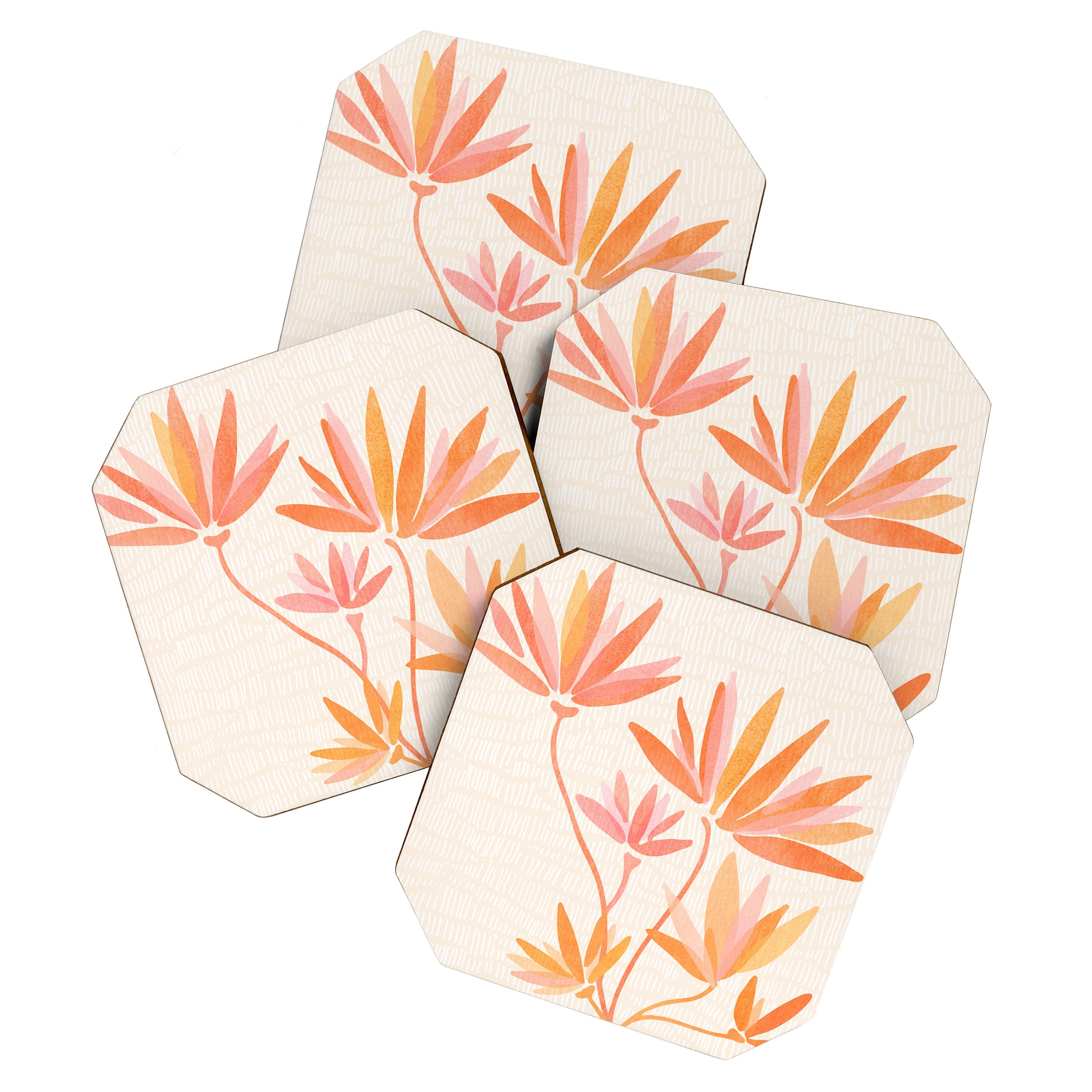 Earthy Pastel Floral Illustration Coaster Gallery Image 1