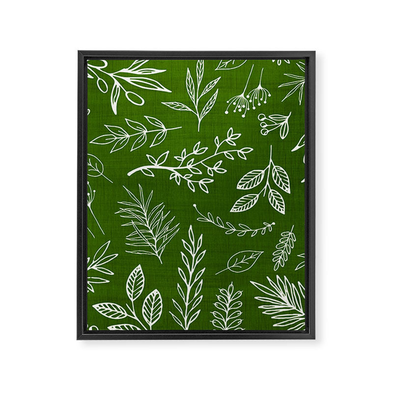 Emerald Forest Botanical Drawing Framed Canvas Print Gallery Image 8