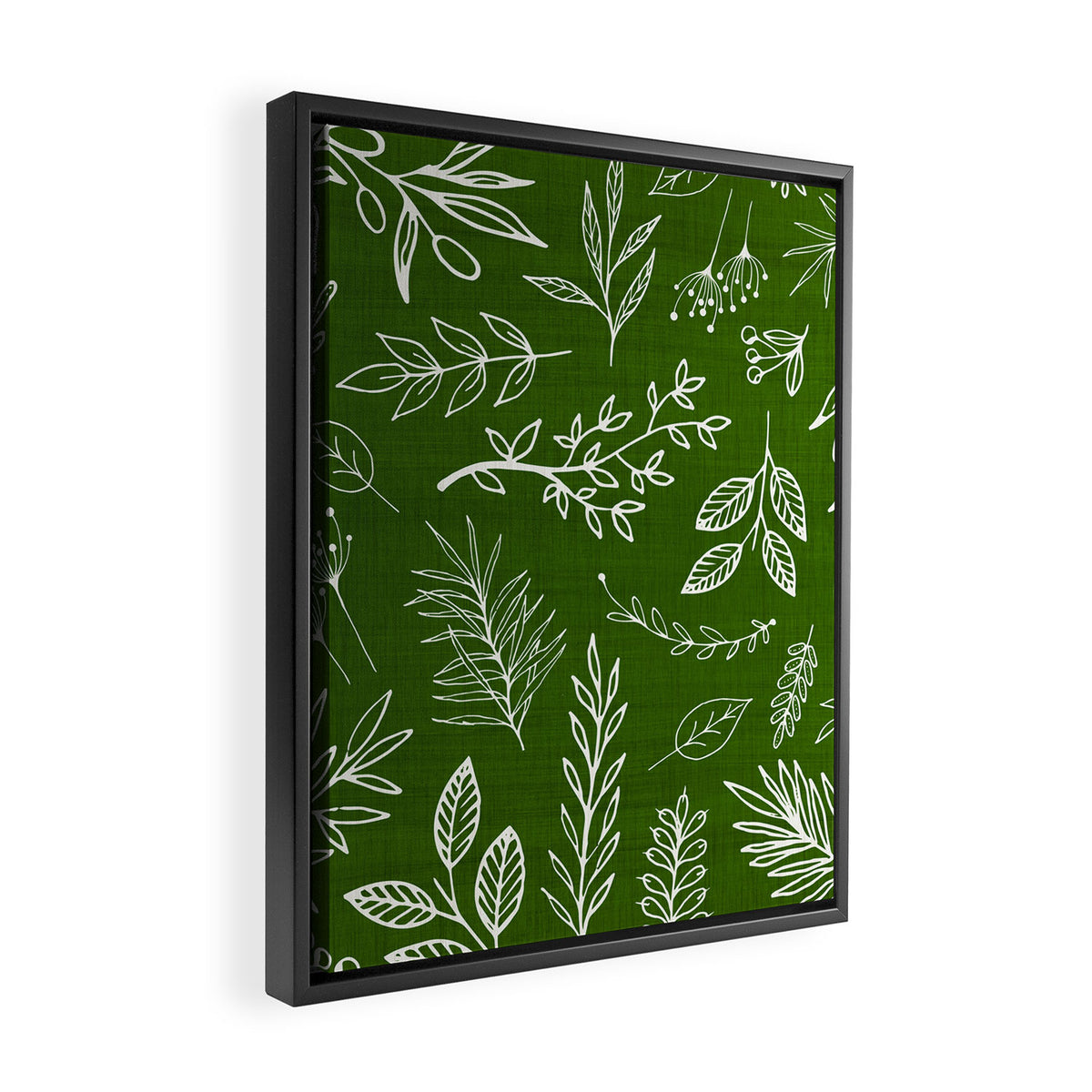 Emerald Forest Botanical Drawing Framed Canvas Print Gallery Image 2