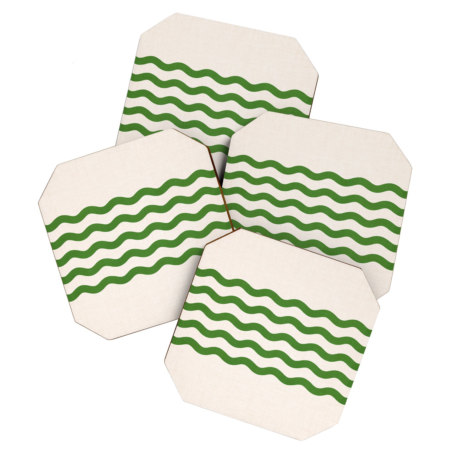 Emerald Waves / Coastal Stripes Series Coaster Gallery Image 1
