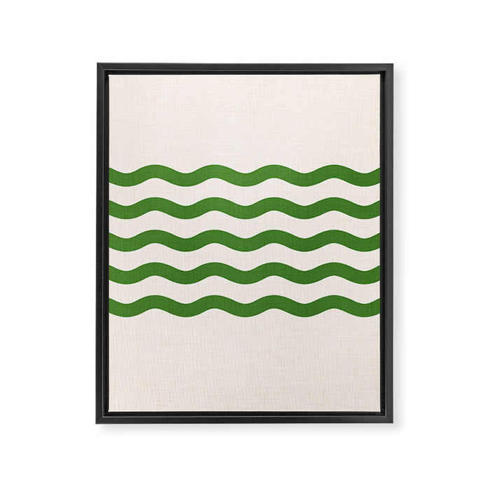 Emerald Waves / Coastal Stripes Series Framed Canvas Print Gallery Image 1