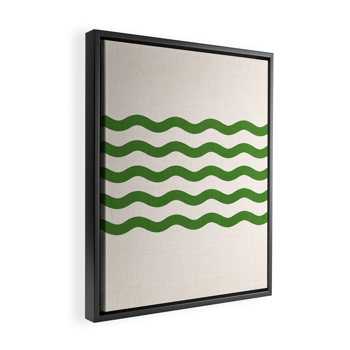Emerald Waves / Coastal Stripes Series Framed Canvas Print Gallery Image 2