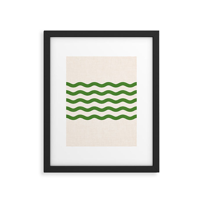 Emerald Waves / Coastal Stripes Series Framed Art Print Gallery Image 1