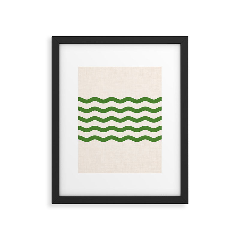 Emerald Waves / Coastal Stripes Series Framed Art Print Gallery Image 6