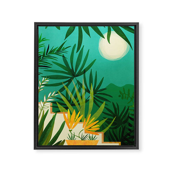 Exotic Garden Nightscape Tropics Framed Canvas Print Gallery Image 1