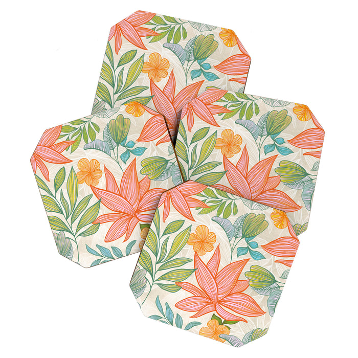 Exotic Tropical Flower Pattern Coaster Gallery Image 1
