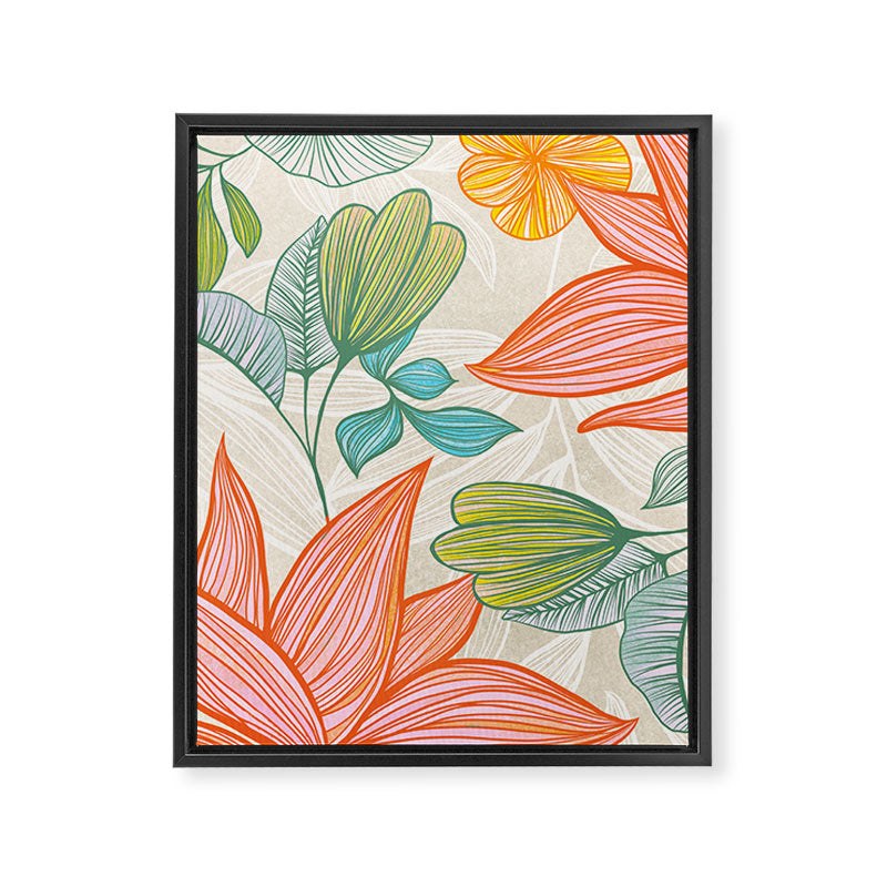 Exotic Tropical Flower Pattern Framed Canvas Print Gallery Image 8