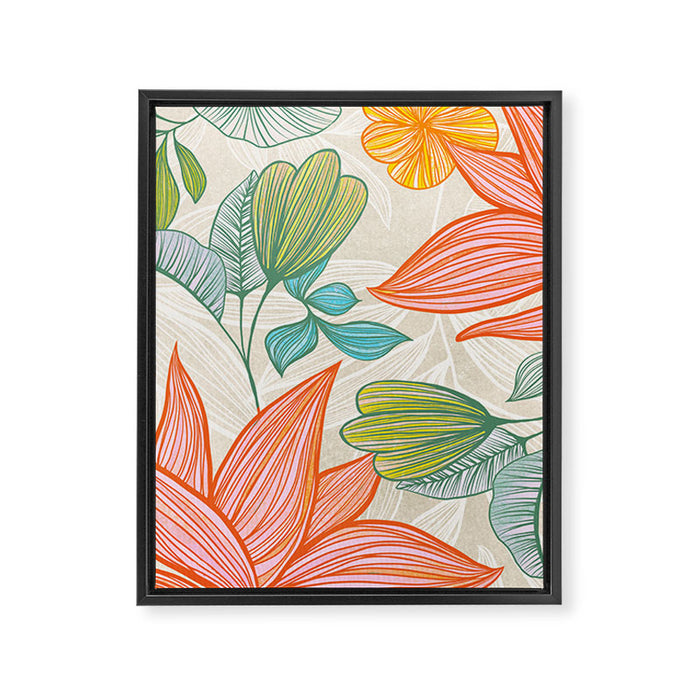 Exotic Tropical Flower Pattern Framed Canvas Print Gallery Image 1