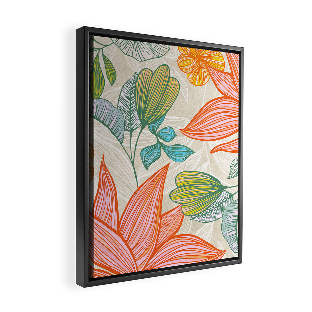 Exotic Tropical Flower Pattern Framed Canvas Print Gallery Image 2