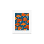 Festive Deco Flowers - Orange and Blue Floral Pattern Art Print Gallery Image 1