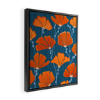 Festive Deco Flowers - Orange and Blue Floral Pattern Framed Canvas Print Gallery Image 2