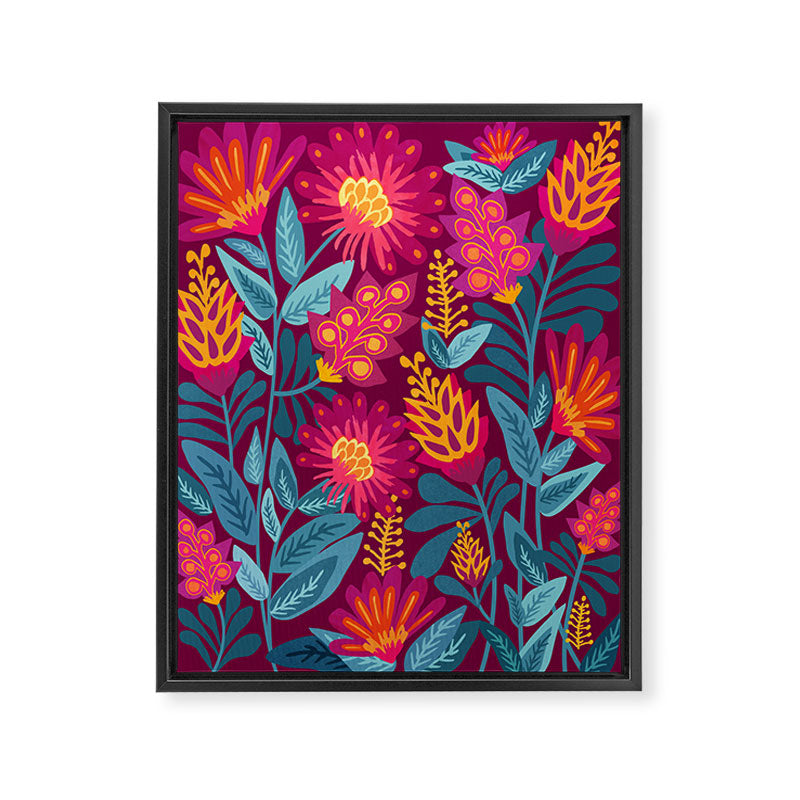 Fiesta Garden Illustration Framed Canvas Print Gallery Image 6
