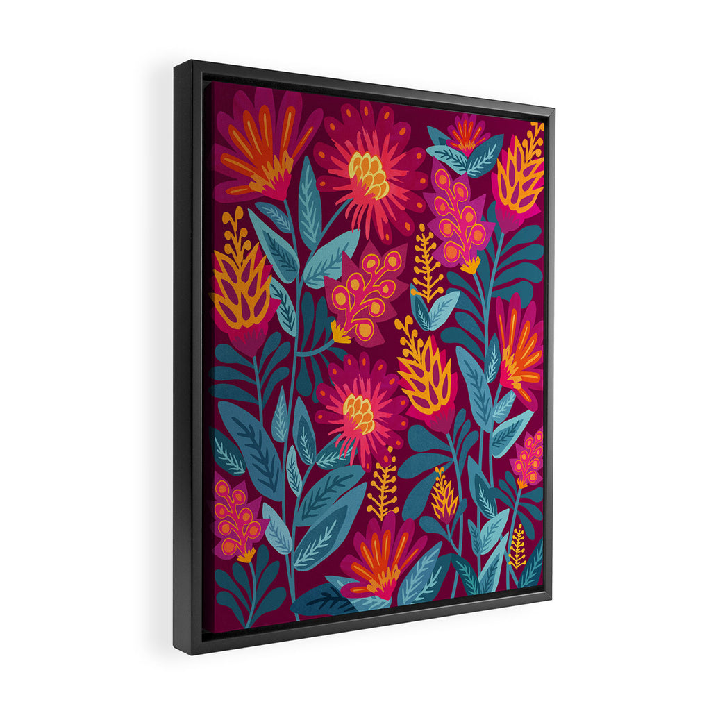 Fiesta Garden Illustration Framed Canvas Print Gallery Image 2